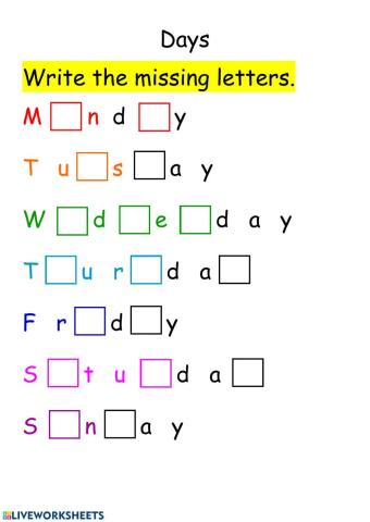 Days missing letters