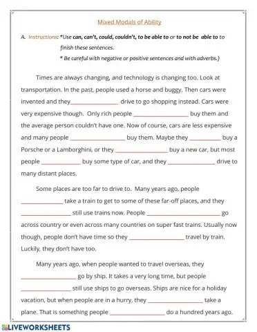 Modals of Ability - can, could, be able to