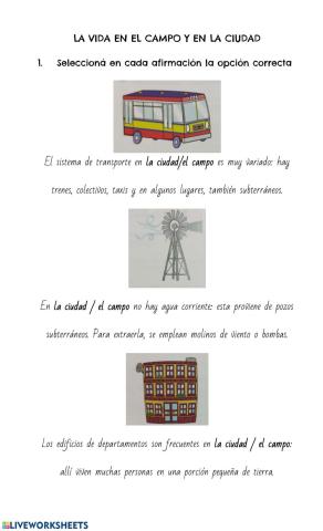 La vida en el campo y la ciudad