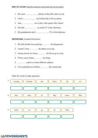 Review (ban-let-allow- Questions- phrases)