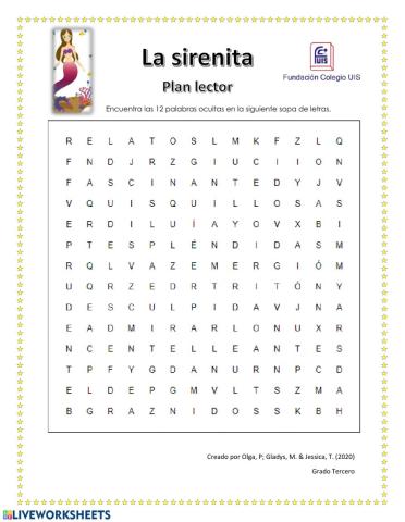 La sirenita- Plan lector