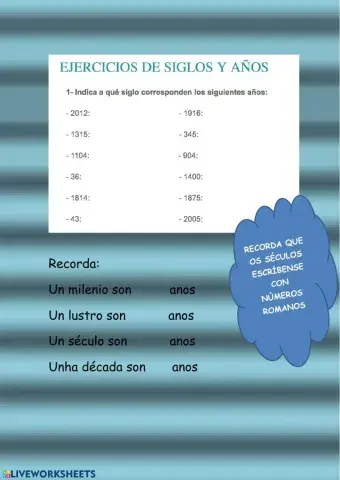 Siglos, decadas, lustro, milenio