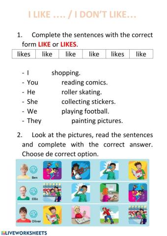 I like .... - I don't like ....