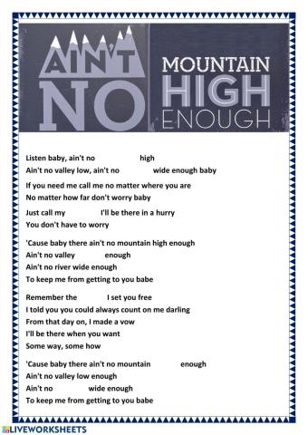 Ain't no mountain high enough