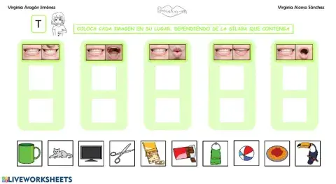 Clasificar sílabas con sonido T en palabras, con articulemas.