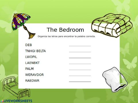 Scramble letters bedroom