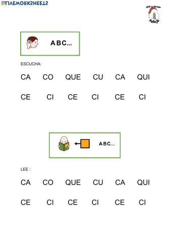 Ca, que, qui, co, cu