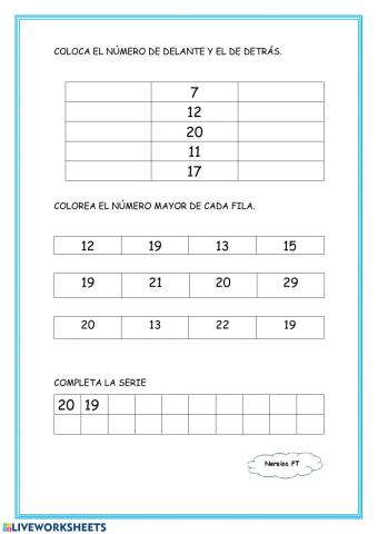 Numeración hasta el 20