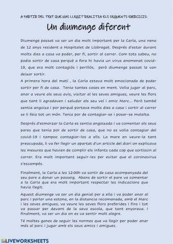 Part 2: Un diumenge diferent