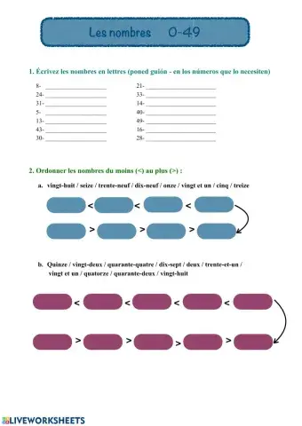 Les nombres 0-49