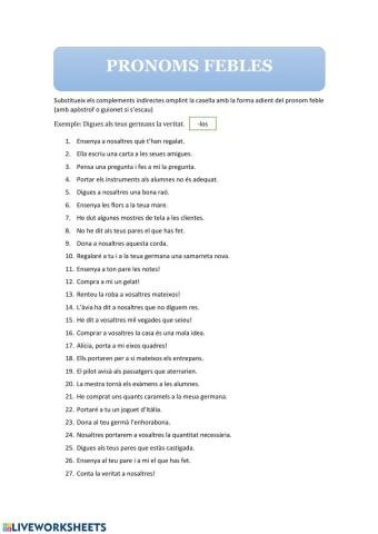 Pronoms Febles Complement Indirecte