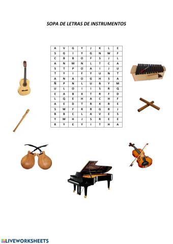 Sopa de letras instrumentos