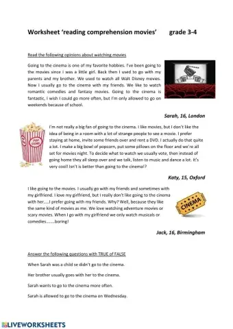 Reading comprehension movies