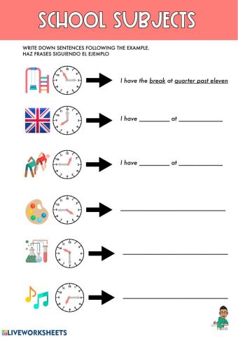 School Subjects and time