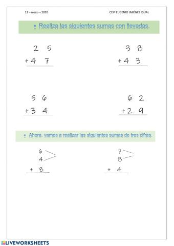 Sumas con llevadas y de tres cifras