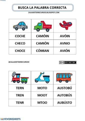Busca la palabra correcta (vehiculos1)