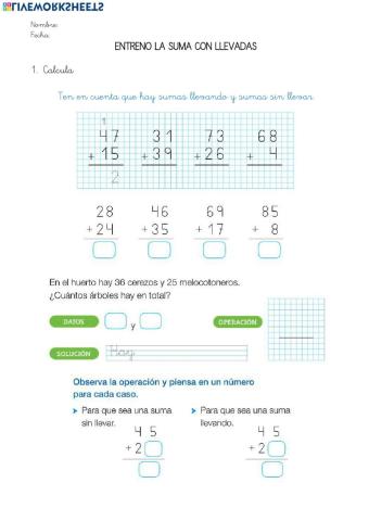 Entreno la suma con llevadas