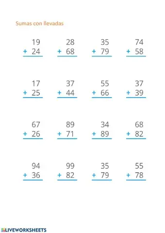 Sumas con llevadas 2