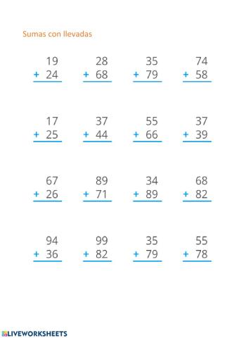 Sumas con llevadas 2