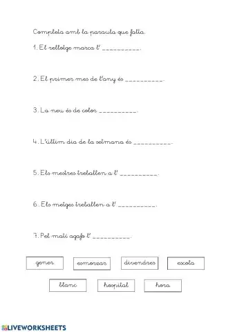 Completar les frases 2