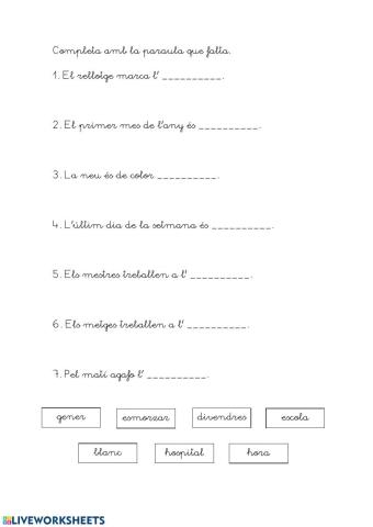 Completar les frases 2