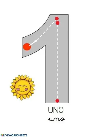 Trazo número 1. UNO, 2. DOS y 3. TRES