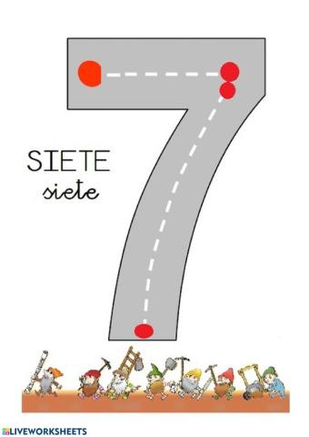 Trazo número 7. SIETE, 8. OCHO y 9. NUEVE