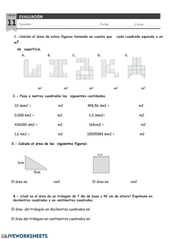 Examen áreas de figuras planas