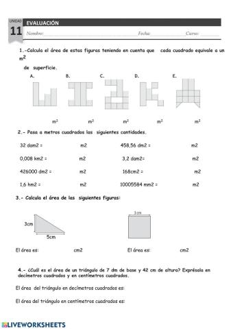 Examen áreas de figuras planas