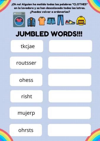 Jumbled words clothes