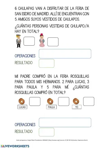 Problemas de sumas San Isidro