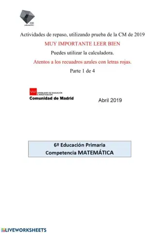 Repaso 6º - Ficha 1 de 4 (2019)