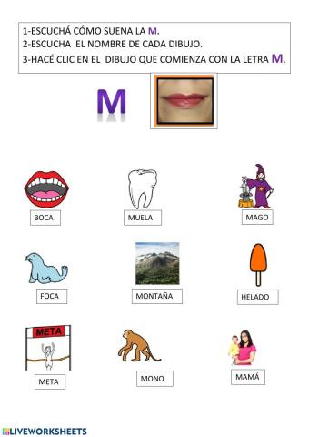 Conciencia fonológica. fonema M