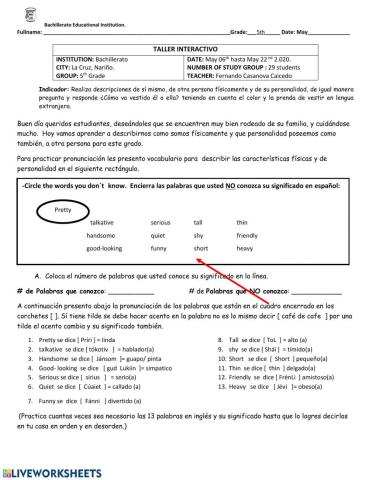 Describe myself and someone