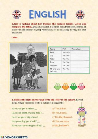 Have-has got listening, matching