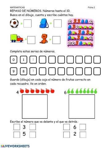Matemáticas-Ficha 2- Números 1-10