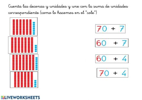 Decenas, unidades y sumas de unidades 2