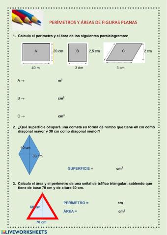 Perímetros y áreas de figuras planas