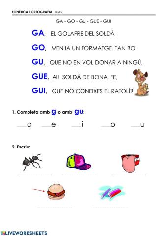 Vocabulari G- GU