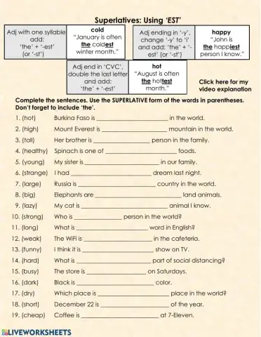 Grammar: Superlatives ('est' only)