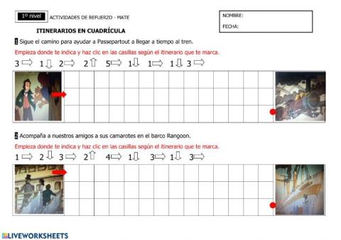 Itineraios en cuadrícula