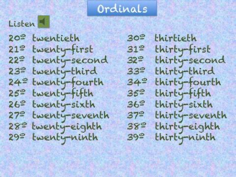 Ordinals 20-39 Listening