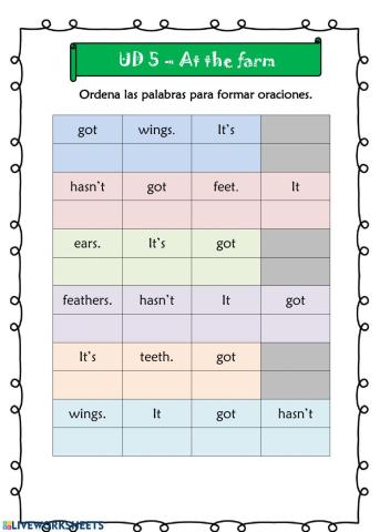 At the Farm - 5º UD 4 - Ficha 12