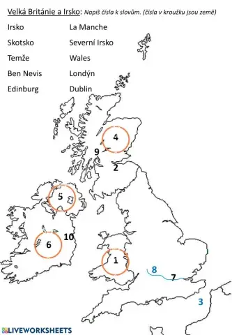 Velká Británie a Irsko slepá mapa