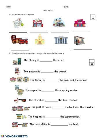 Places- prepositions of place- can