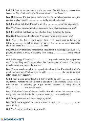 Pet 5 listening test 1 part 4