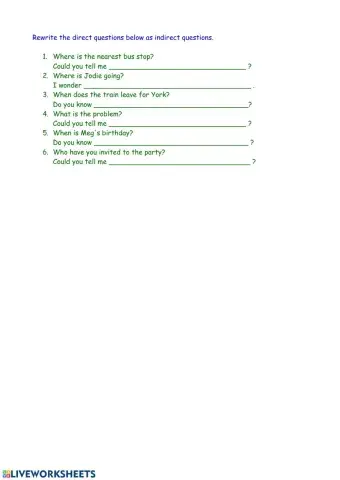 Indirect Questions 1