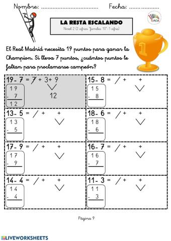 Ficha 9 RESTA ESCALANDO (Nivel 2) OAOA