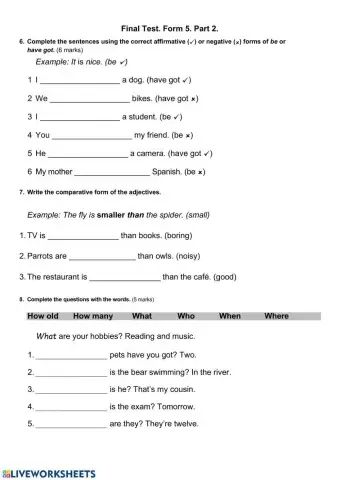 Final test.Class 5. part 2.