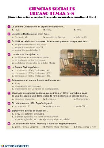 CIENCIAS SOCIALES: REPASO TEMAS 5-8